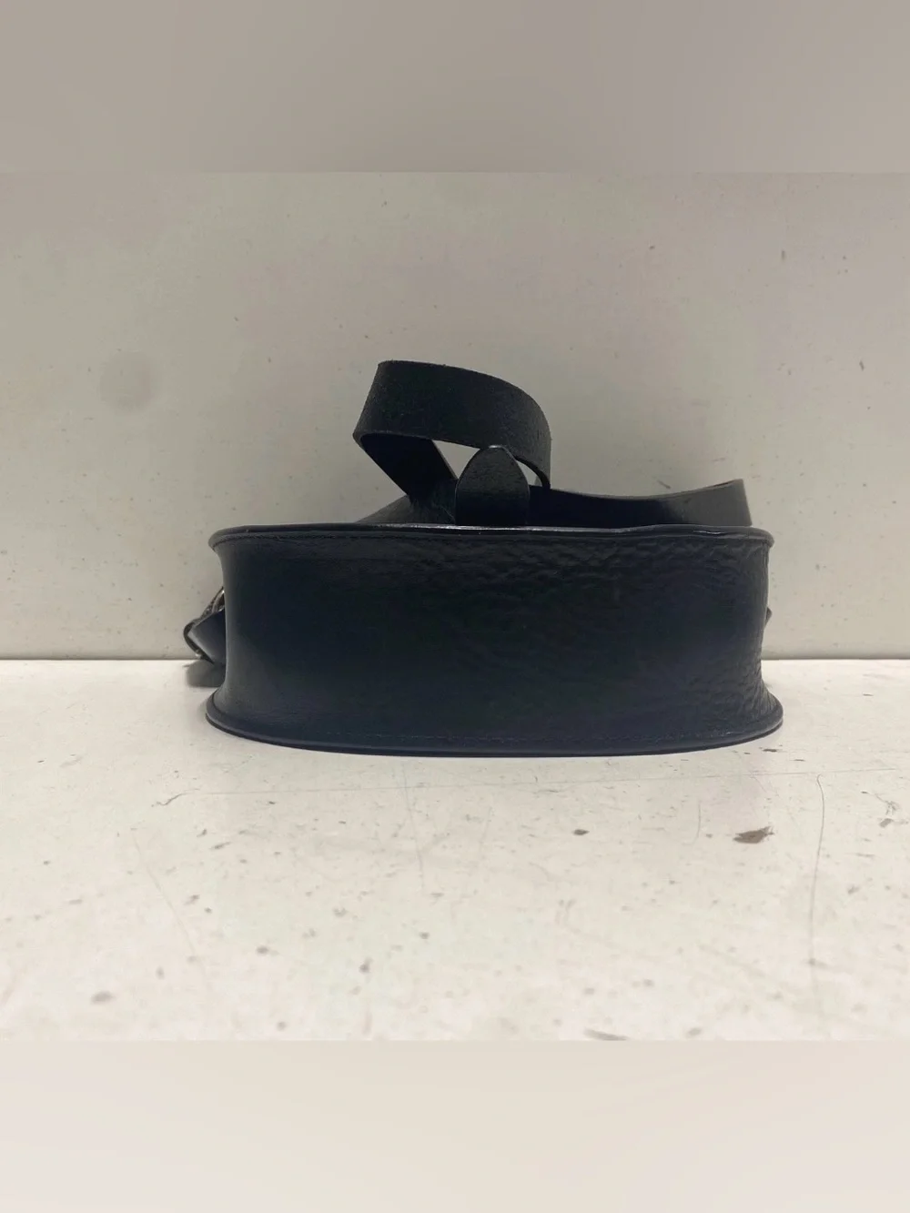 Sezane Vintage Sac Claude Black Leather Saddle Bag